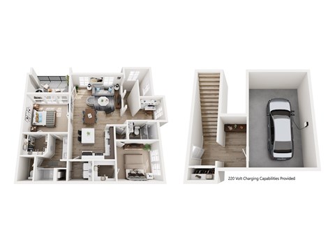 Floor plan for 2 beds, 2 baths, 1337 sqft